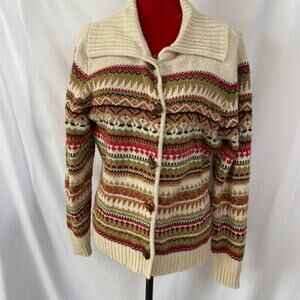 Carolyn Taylor multicolored buttoned collared cardigan - neutrals XL extra large